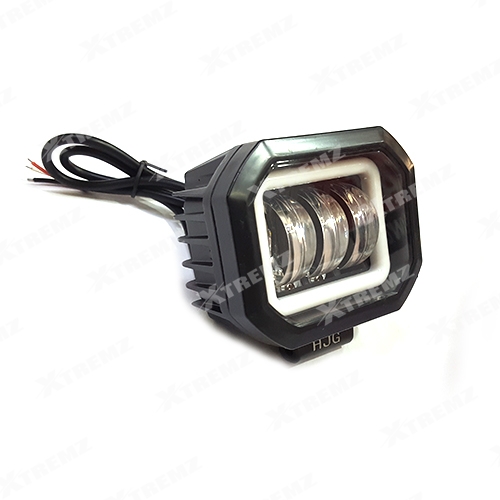 HJG Harley 3 Lens Square Fog Light With Red Ring For Universal